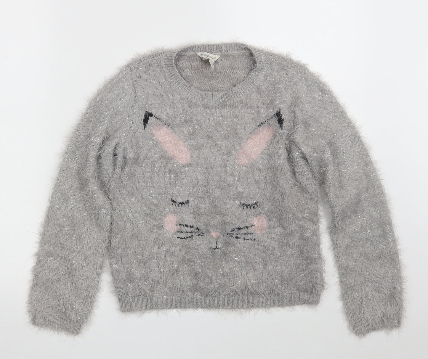 Monsoon Girls Grey Crew Neck  Nylon Pullover Jumper Size 11-12 Years