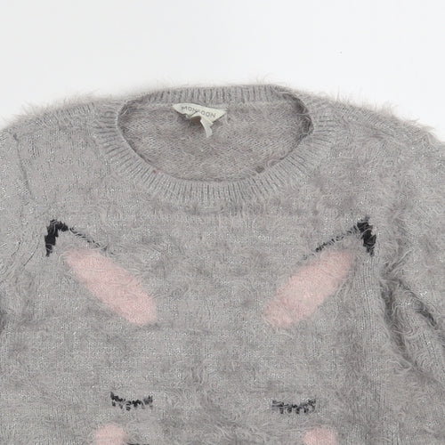 Monsoon Girls Grey Crew Neck  Nylon Pullover Jumper Size 11-12 Years