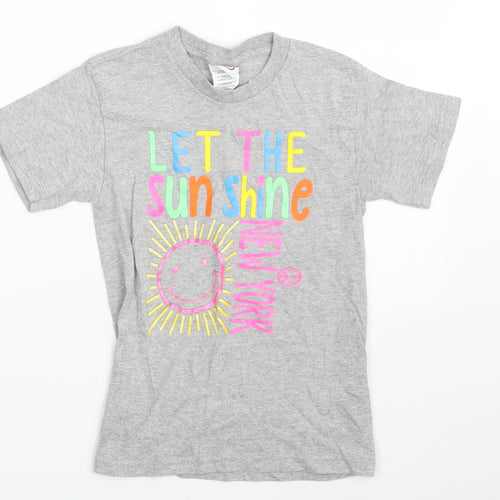 Delta Girls Grey  Cotton Pullover T-Shirt Size M Crew Neck  - Let the Sun Shine- Newyork