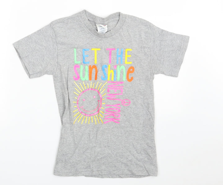 Delta Girls Grey Cotton Pullover T-Shirt Size M Crew Neck - Let the Sun Shine- Newyork
