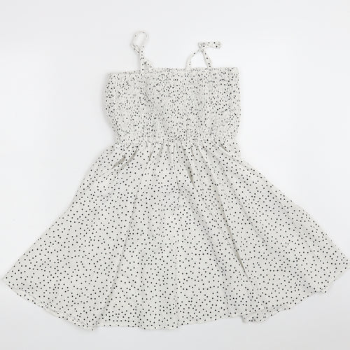 SheIn Girls White Polka Dot 100% Polyester Fit & Flare  Size 10 Years  Off the Shoulder