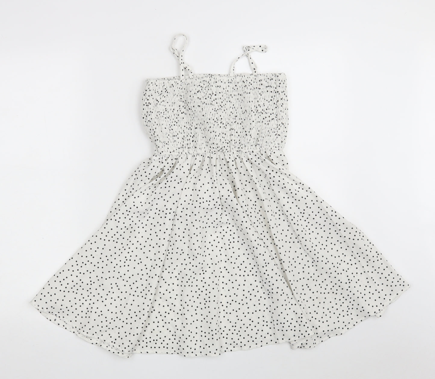SheIn Girls White Polka Dot 100% Polyester Fit & Flare  Size 10 Years  Off the Shoulder