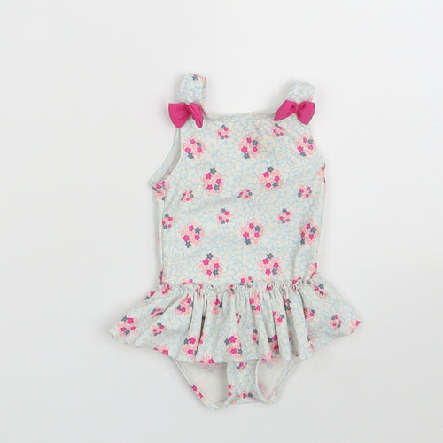 Nutmeg Girls White Floral Nylon Leotard One-Piece Size 3-6 Months