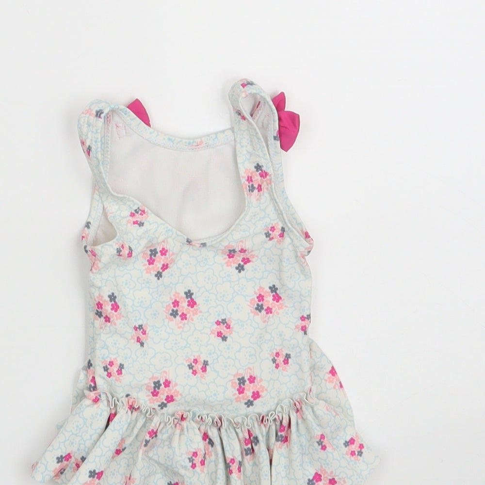 Nutmeg Girls White Floral Nylon Leotard One-Piece Size 3-6 Months