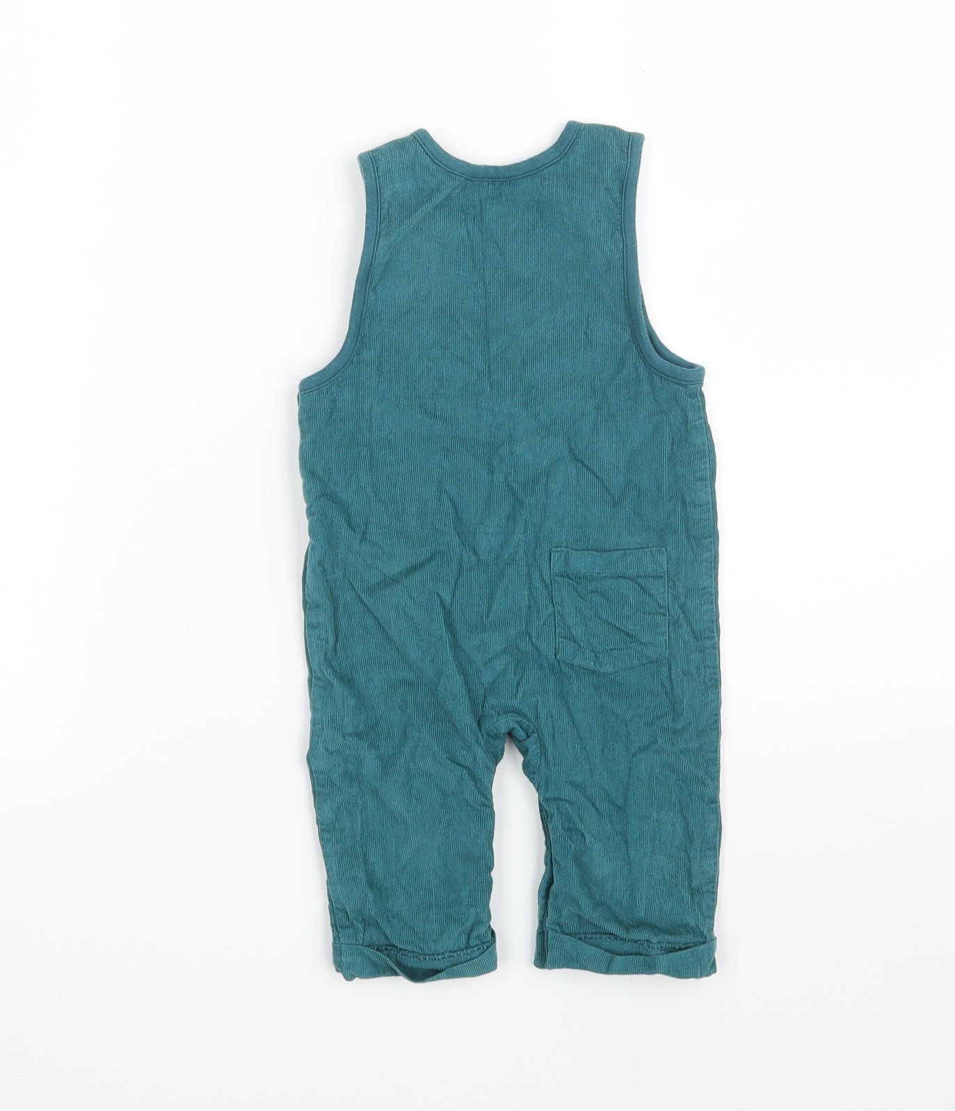 Marks and Spencer Baby Green  100% Cotton Pinafore/Dungaree Dress  Size 3-6 Months  Round Neck Snap