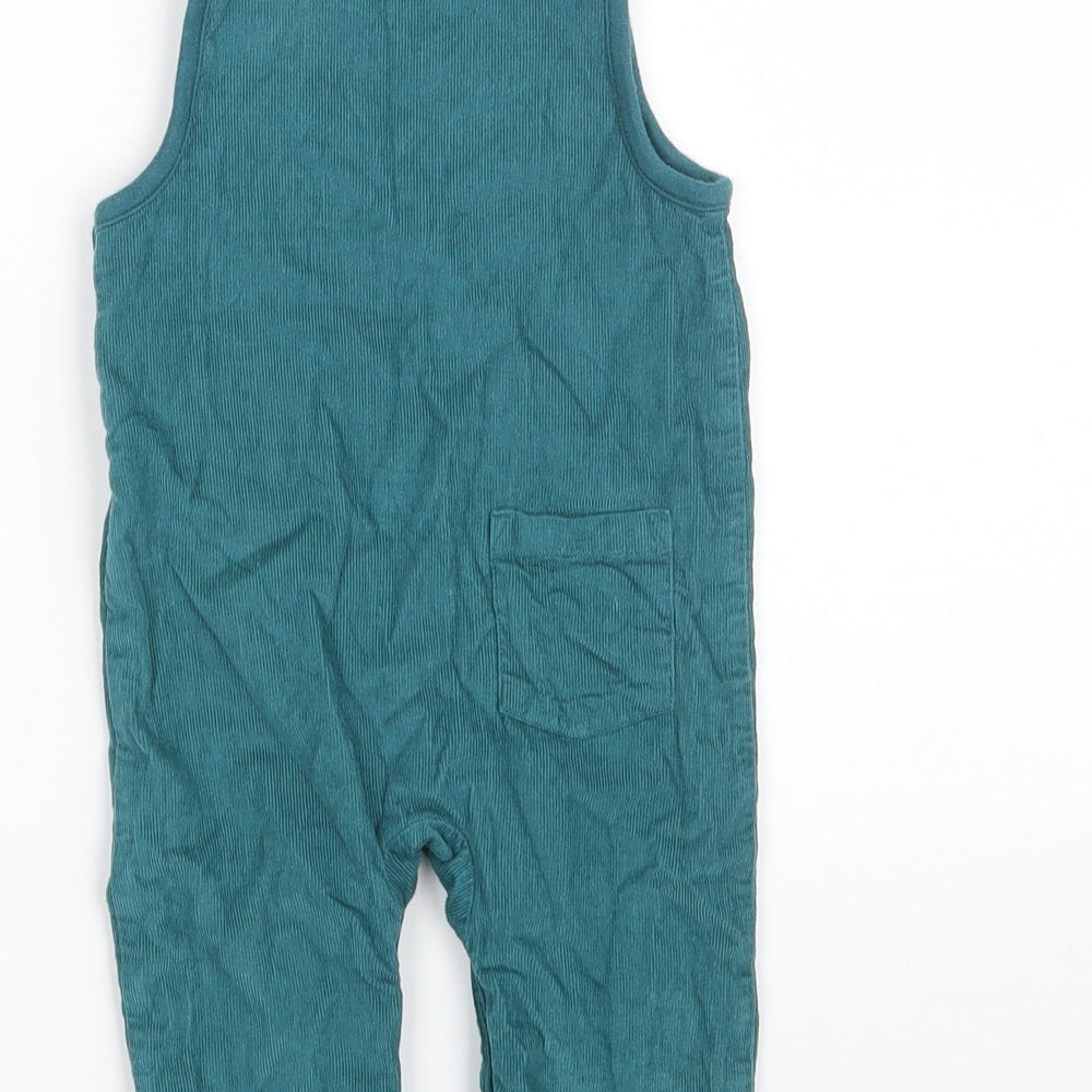 Marks and Spencer Baby Green  100% Cotton Pinafore/Dungaree Dress  Size 3-6 Months  Round Neck Snap