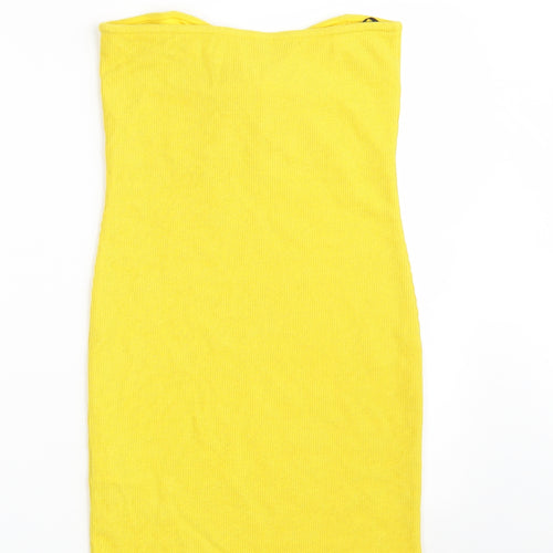 H&M Womens Yellow  Polyester Pencil Dress  Size S  Off the Shoulder