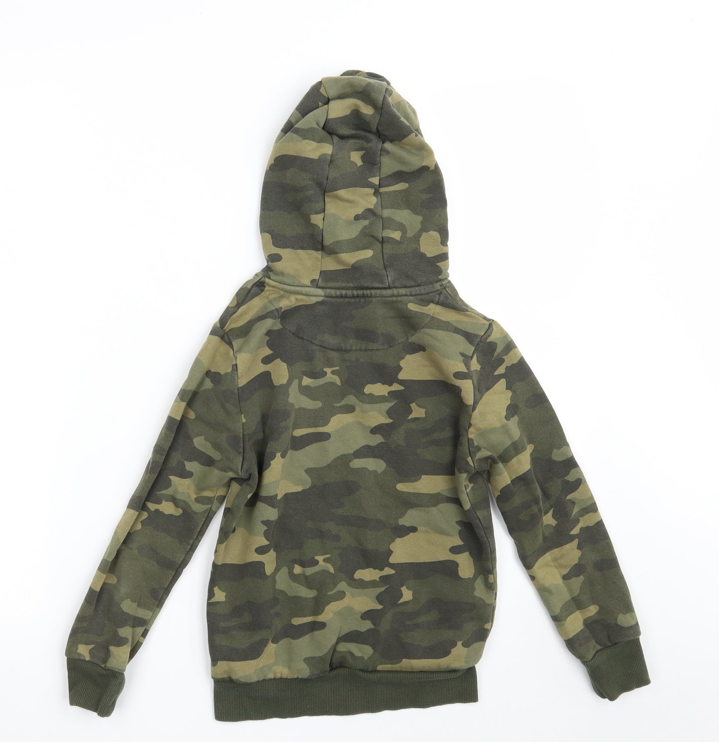 Marks and Spencer Boys Green Camouflage Cotton Pullover Hoodie Size 8-9 Years