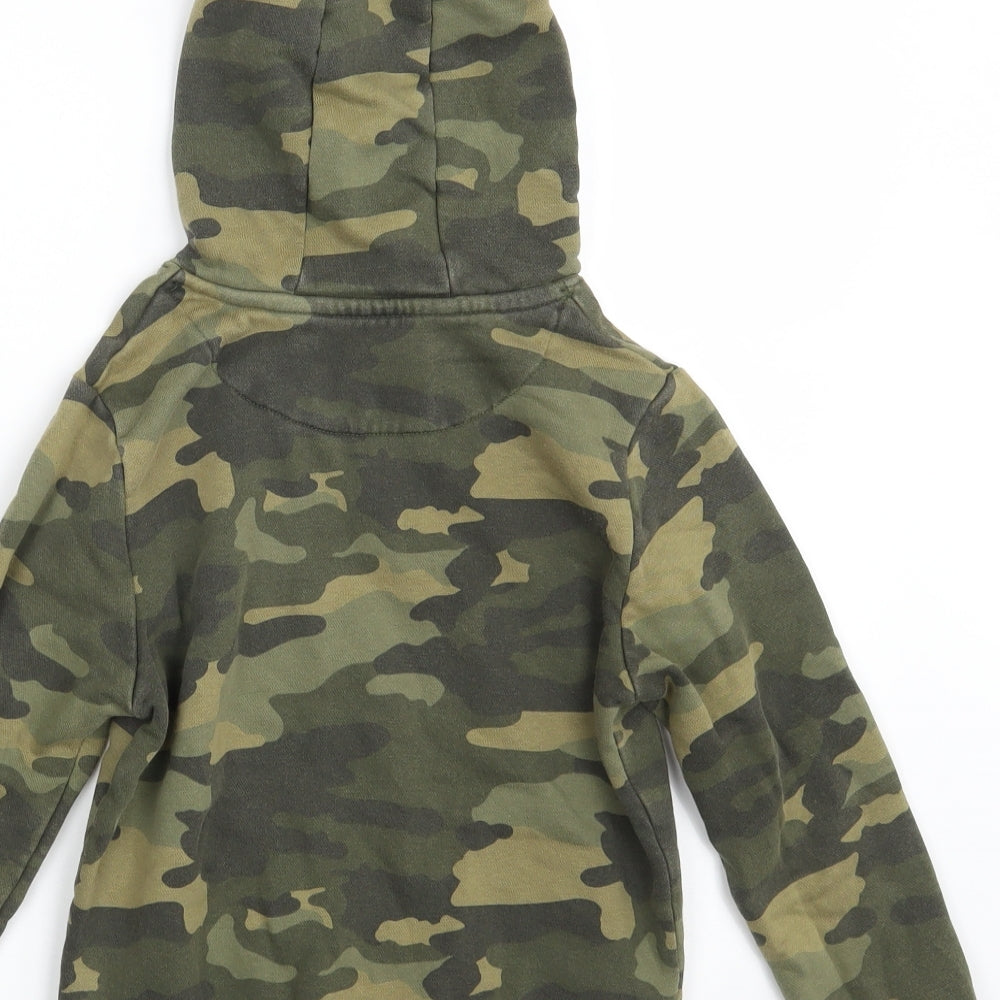 Marks and Spencer Boys Green Camouflage Cotton Pullover Hoodie Size 8-9 Years