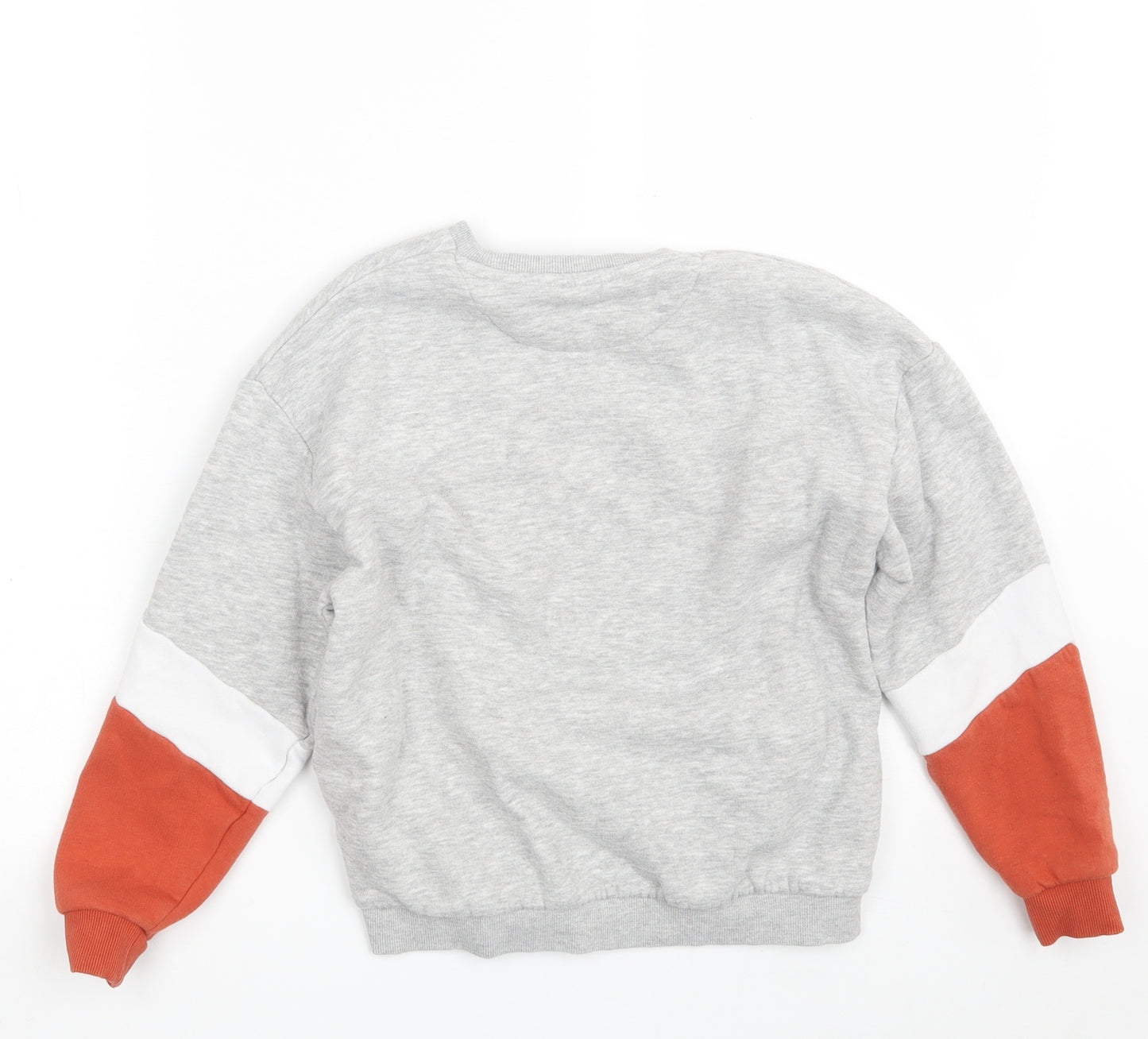 Marks and Spencer Boys Grey Colourblock Cotton Pullover Sweatshirt Size 7-8 Years