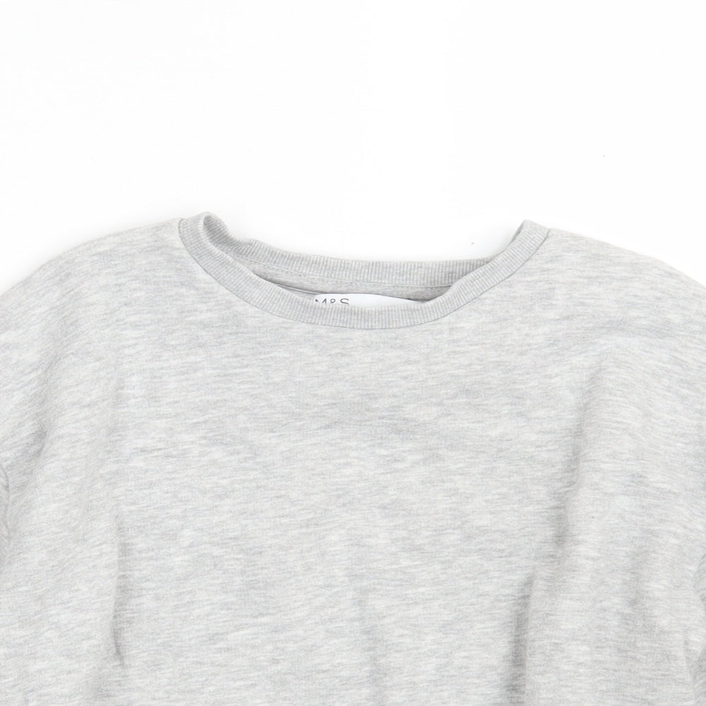 Marks and Spencer Boys Grey Colourblock Cotton Pullover Sweatshirt Size 7-8 Years