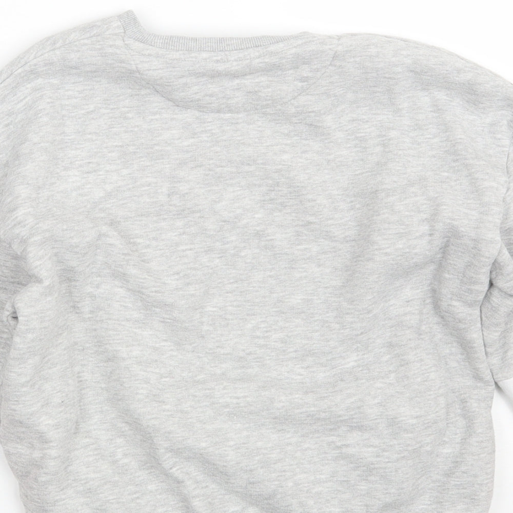 Marks and Spencer Boys Grey Colourblock Cotton Pullover Sweatshirt Size 7-8 Years