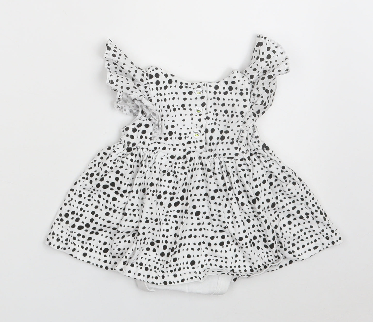 Myleene Klass Girls White Polka Dot 100% Cotton Fit & Flare  Size 0-3 Months  Collared Snap