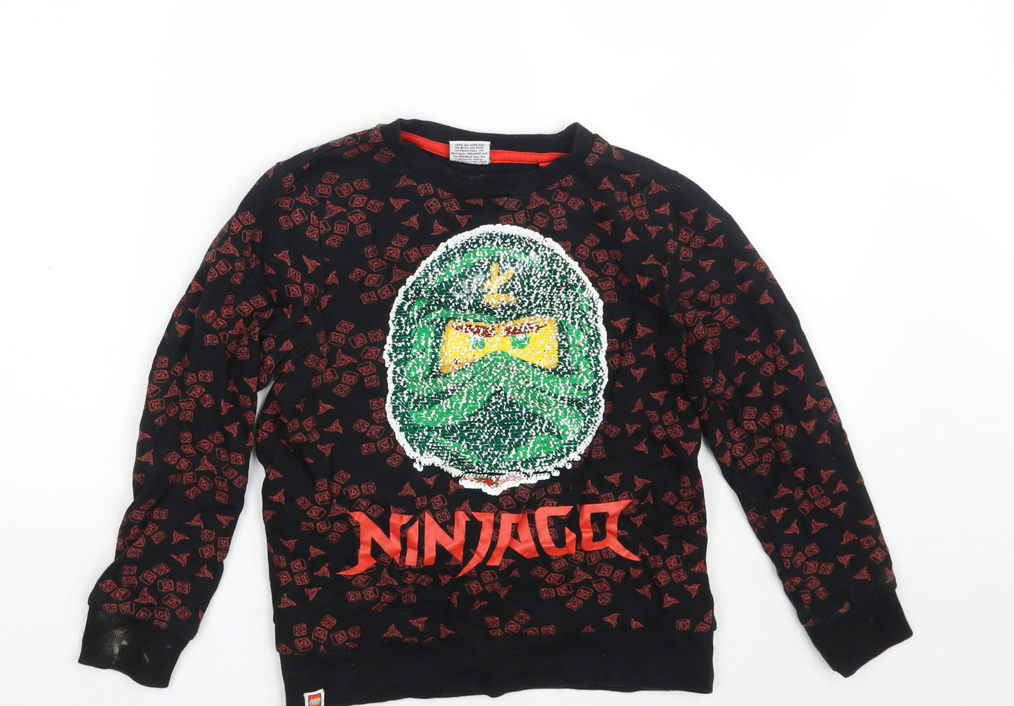 NEXT Boys Black Geometric 100% Cotton Pullover Sweatshirt Size 7 Years   - LEGO