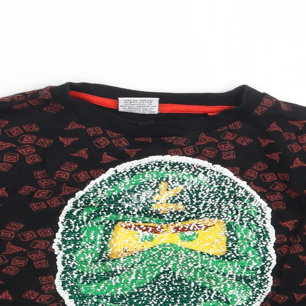 NEXT Boys Black Geometric 100% Cotton Pullover Sweatshirt Size 7 Years   - LEGO