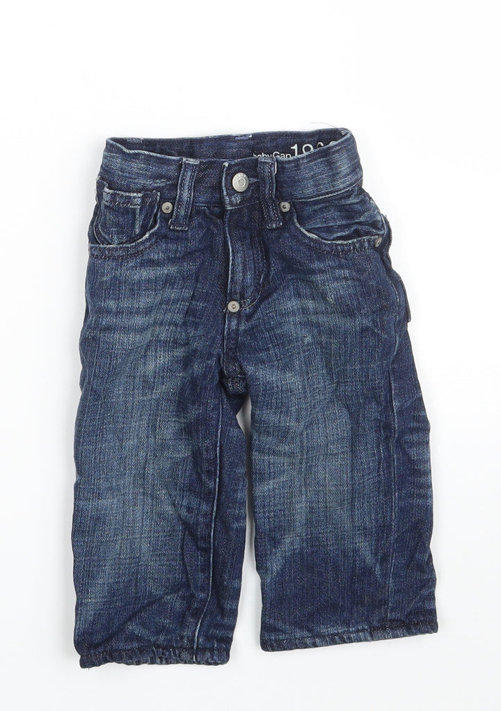 Gap Boys Blue  Cotton Cropped Jeans Size 6-9 Months  Zip