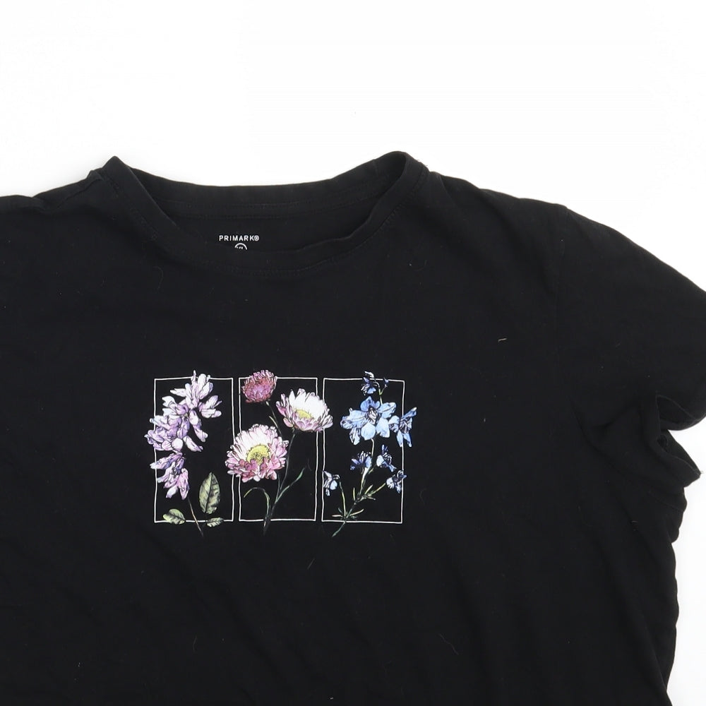Primark Womens Black  100% Cotton Basic T-Shirt Size 18 Crew Neck - Size 18-20