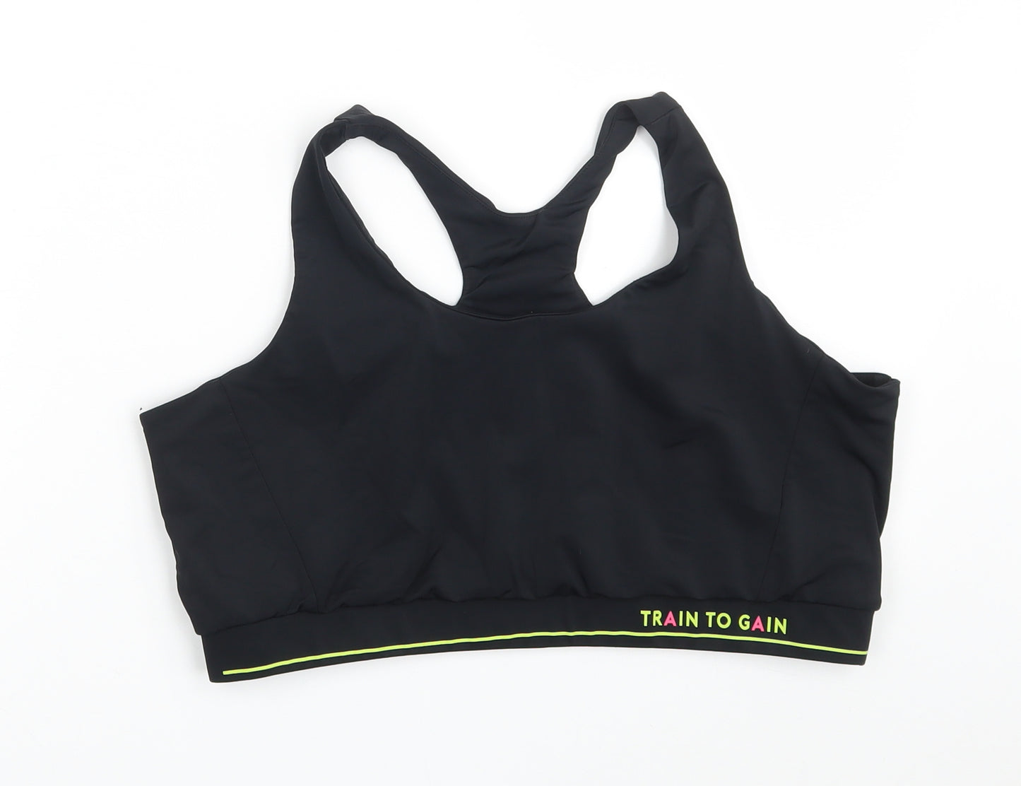 Primark Womens Black  Polyamide Cropped Tank Size 18 Round Neck  - Train to gain