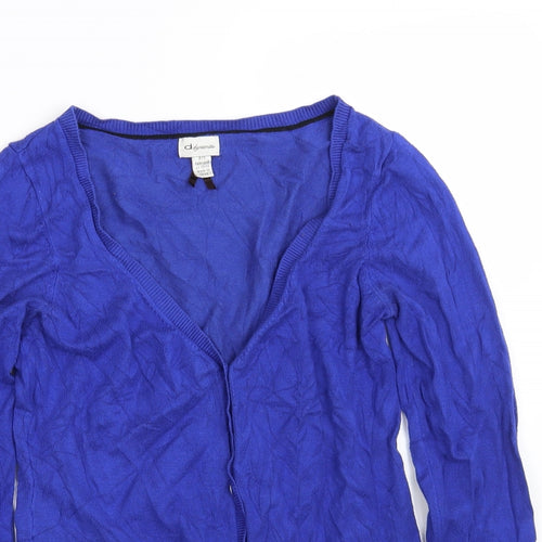 Dynamite Womens Blue V-Neck  Rayon Cardigan Jumper Size S