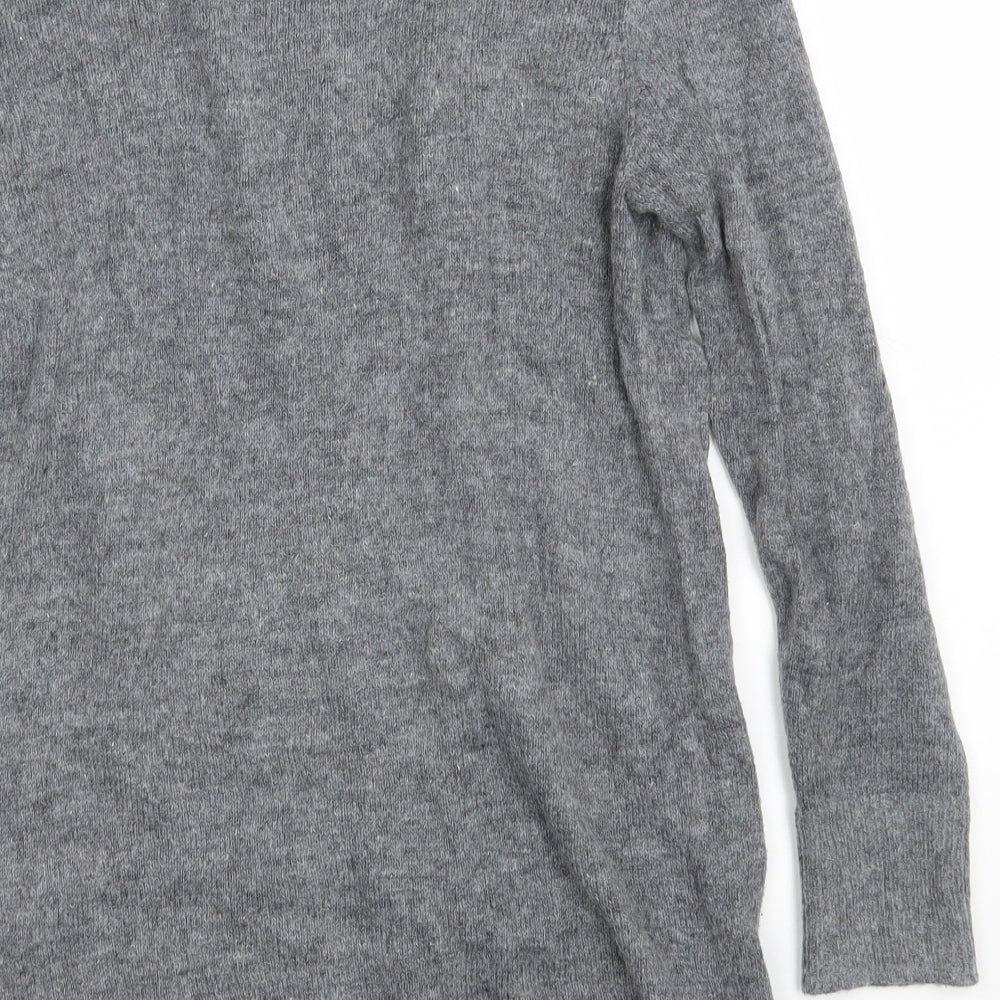 Miss Selfridge Womens Grey Boat Neck  Nylon Pullover Jumper Size 12