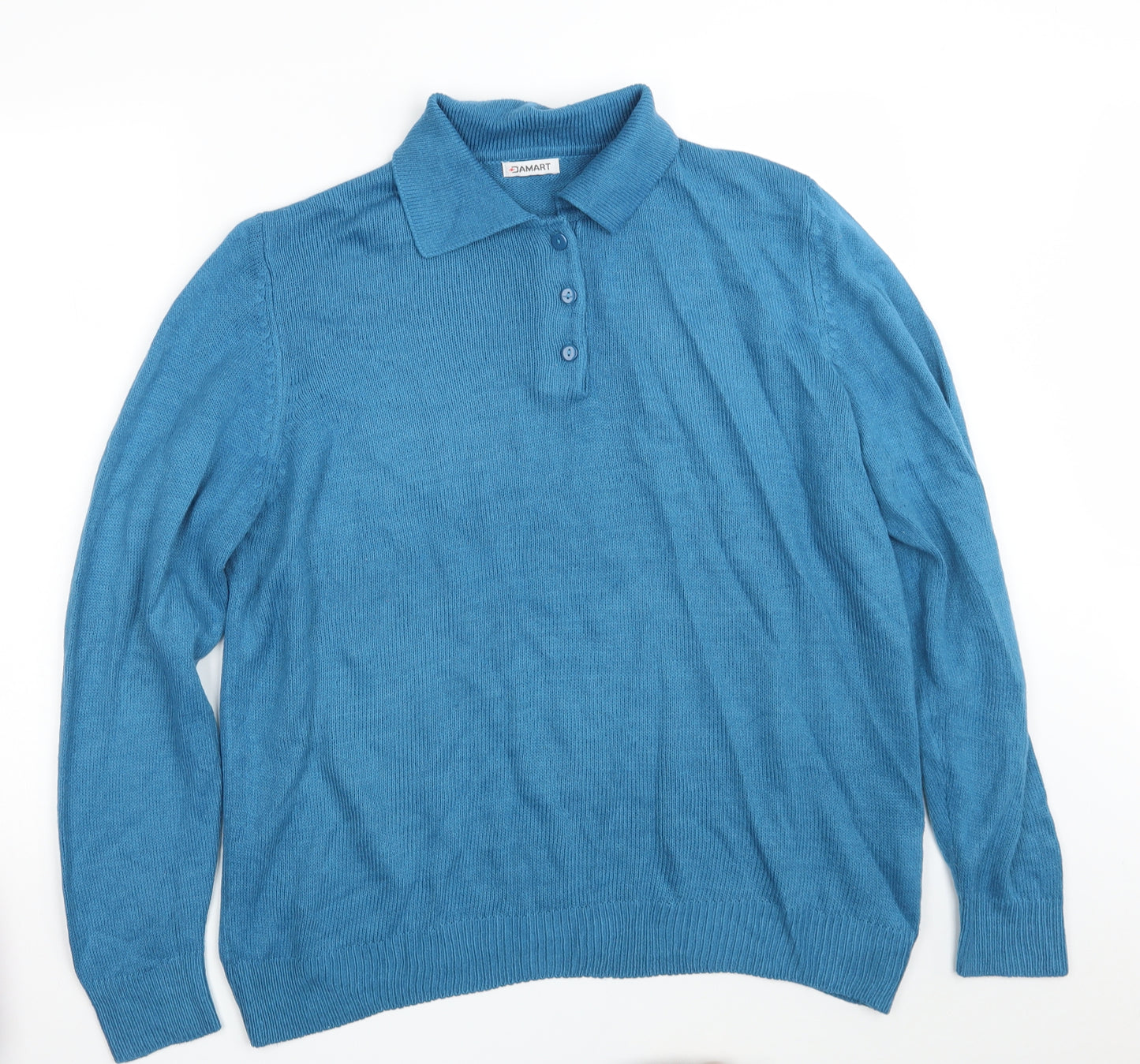 Damart Womens Blue Collared  Acrylic Pullover Jumper Size 18   - Size 18-20