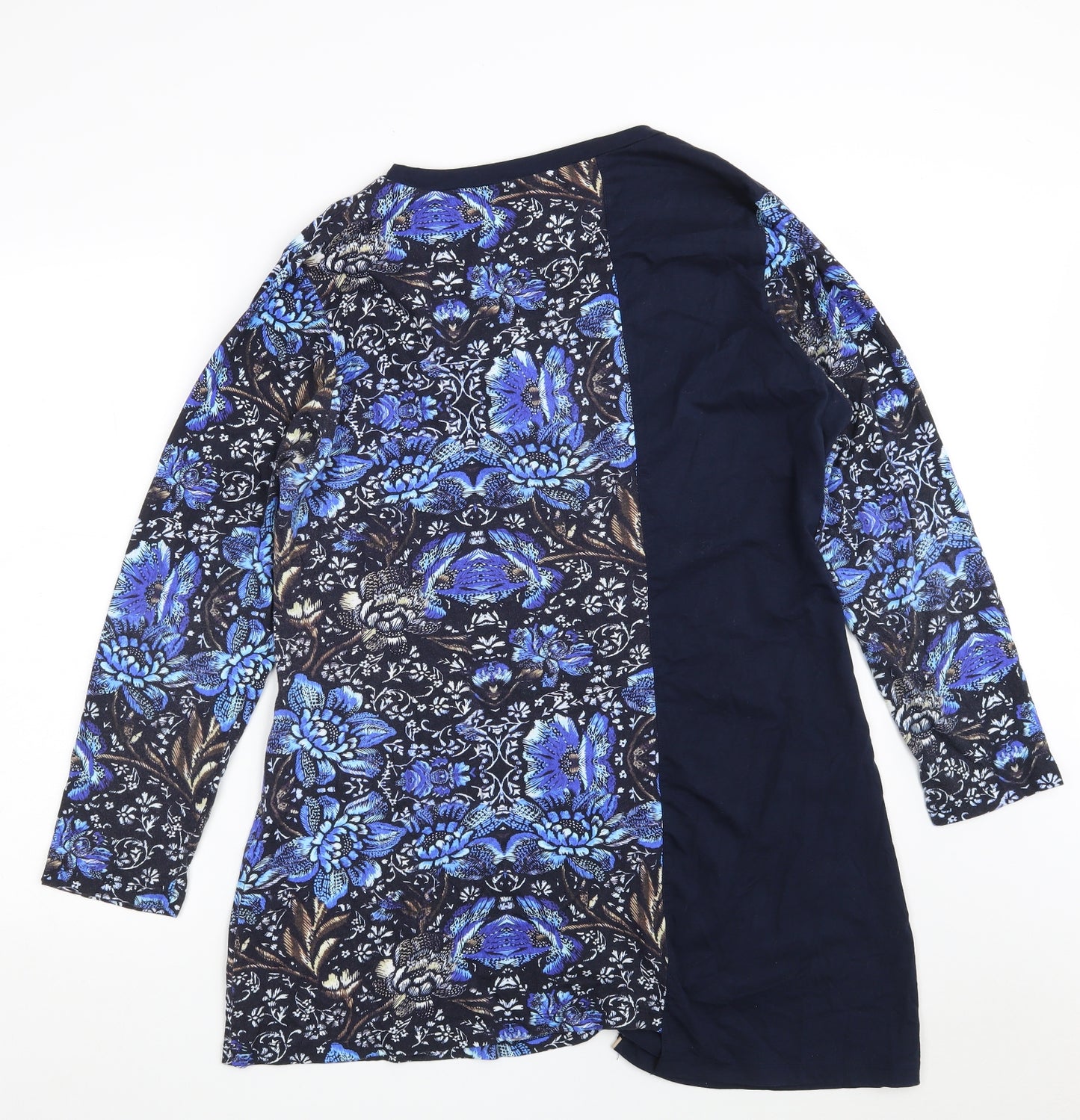 Joe Browns Womens Blue Floral 100% Cotton Basic T-Shirt Size 18 Round Neck