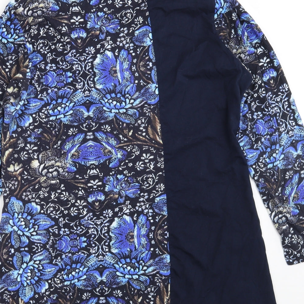 Joe Browns Womens Blue Floral 100% Cotton Basic T-Shirt Size 18 Round Neck