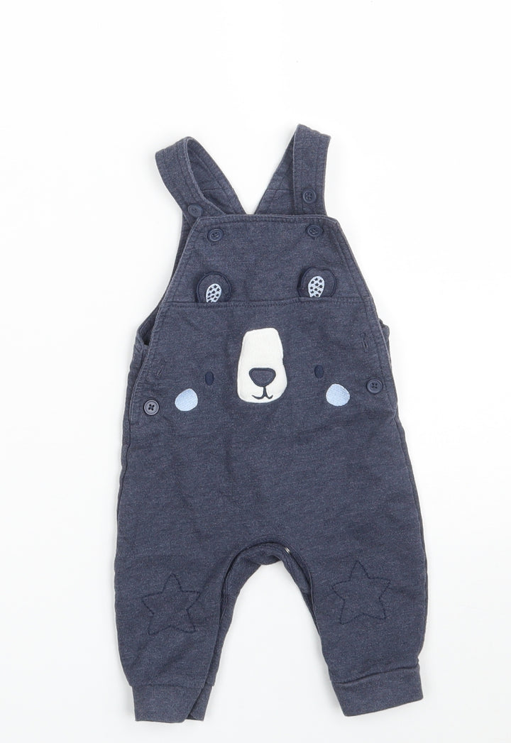 Primark Baby Blue  Cotton Pinafore/Dungaree Dress  Size 3-6 Months  Square Neck