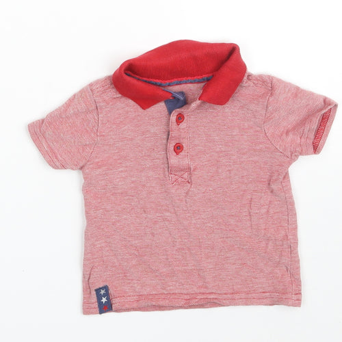 George Boys Red  100% Cotton Pullover Polo Size 6-9 Months Collared Button
