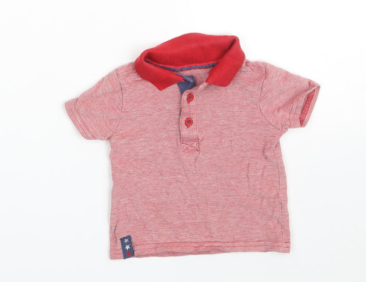 George Boys Red 100% Cotton Pullover Polo Size 6-9 Months Collared Button