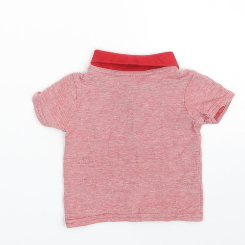 George Boys Red  100% Cotton Pullover Polo Size 6-9 Months Collared Button