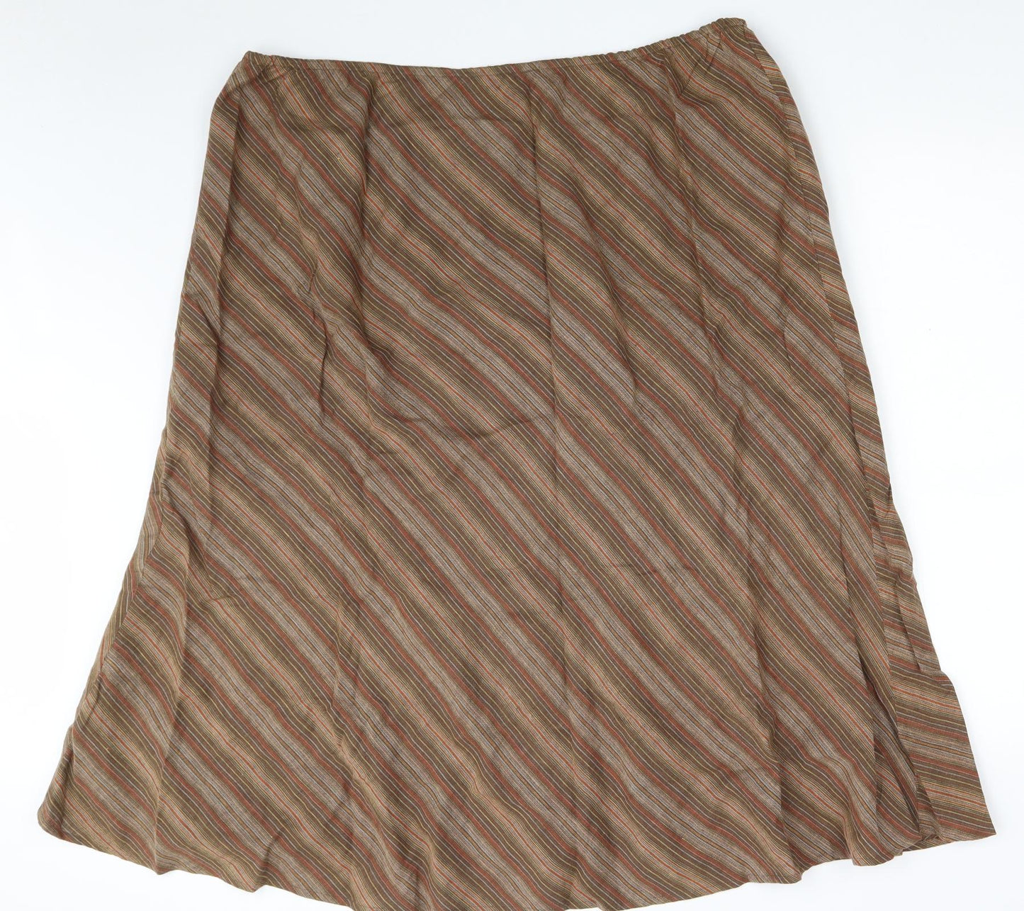 Taillissime Womens Brown Striped Linen Peasant Skirt Size 24