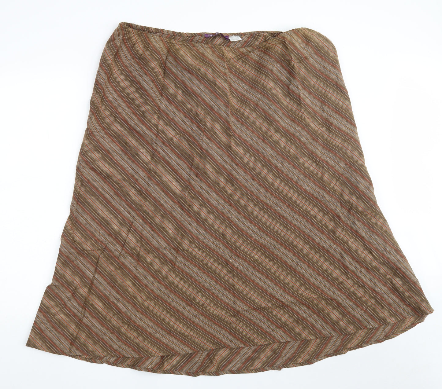 Taillissime Womens Brown Striped Linen Peasant Skirt Size 24