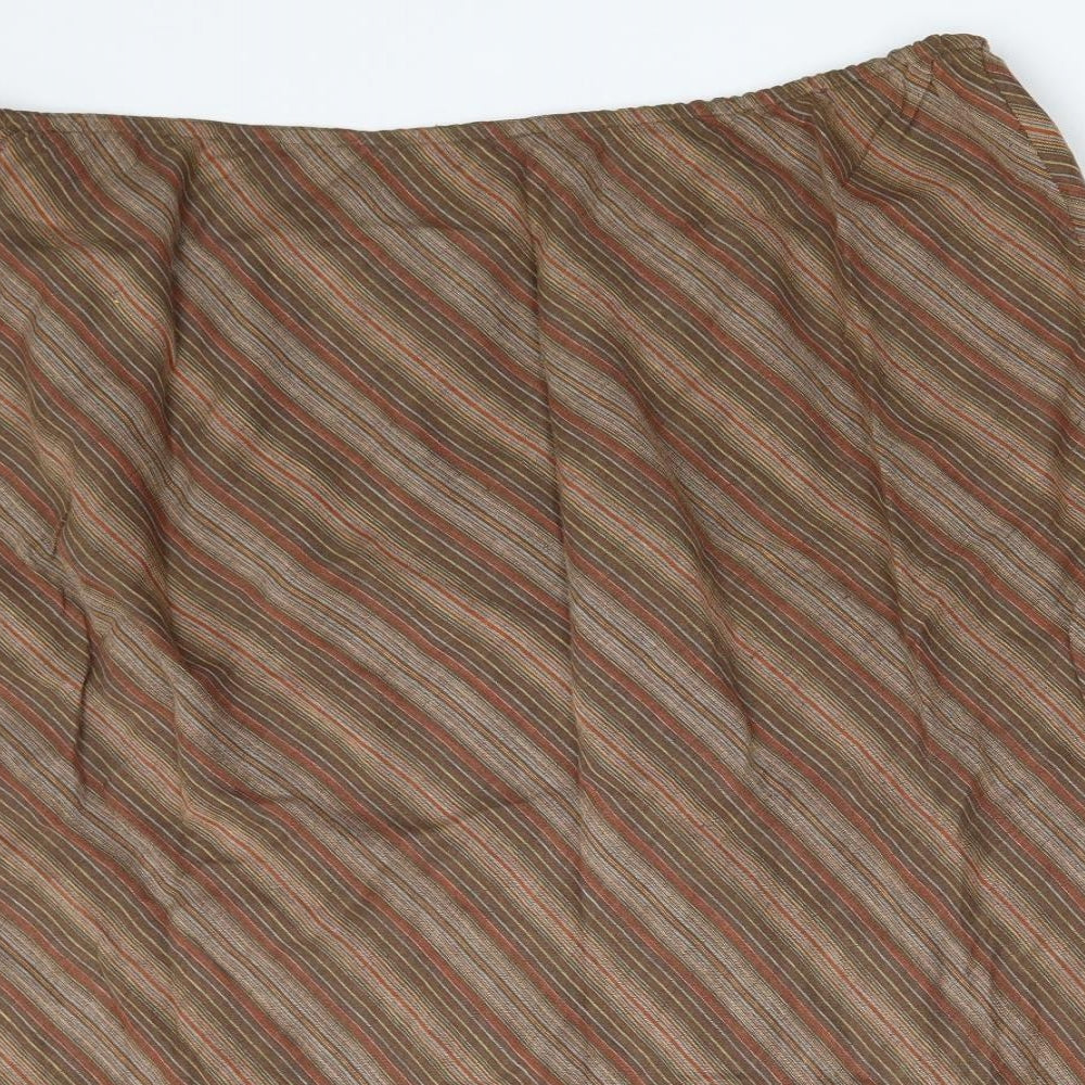 Taillissime Womens Brown Striped Linen Peasant Skirt Size 24