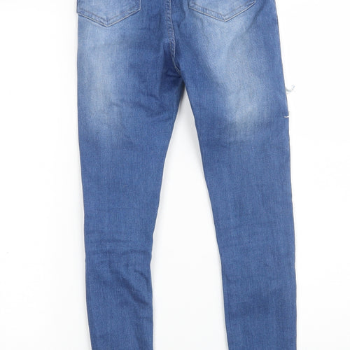 Boohoo Womens Blue  Cotton Skinny Jeans Size 6 L27 in Slim Zip