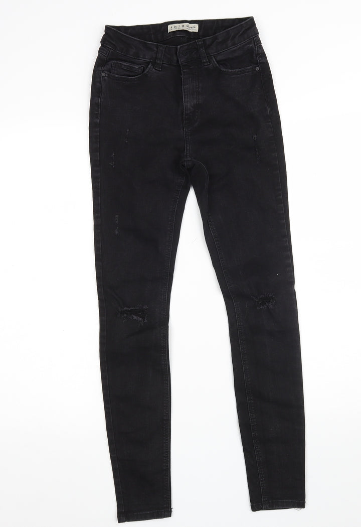 Denim & Co. Womens Black Cotton Skinny Jeans Size 6 L27 in Slim Zip