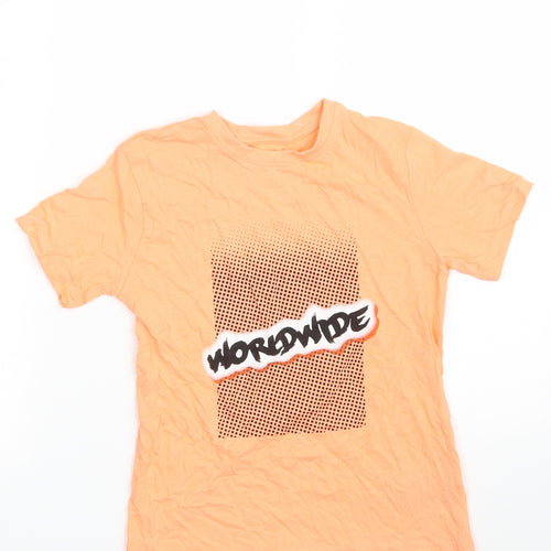 Primark Boys Orange  100% Cotton Pullover T-Shirt Size 7-8 Years Crew Neck  - Worldwide