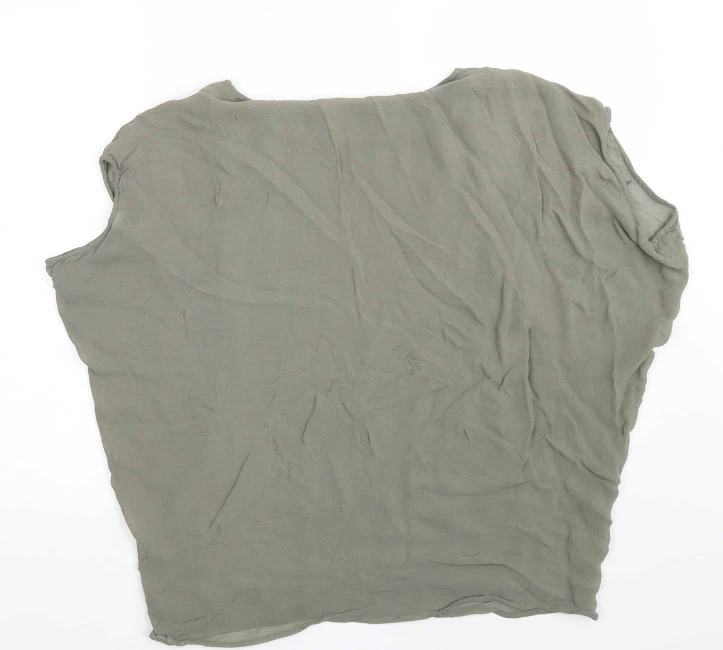 Mini Velvet Womens Green Geometric Viscose Basic Blouse Size 14 Round Neck - STARS