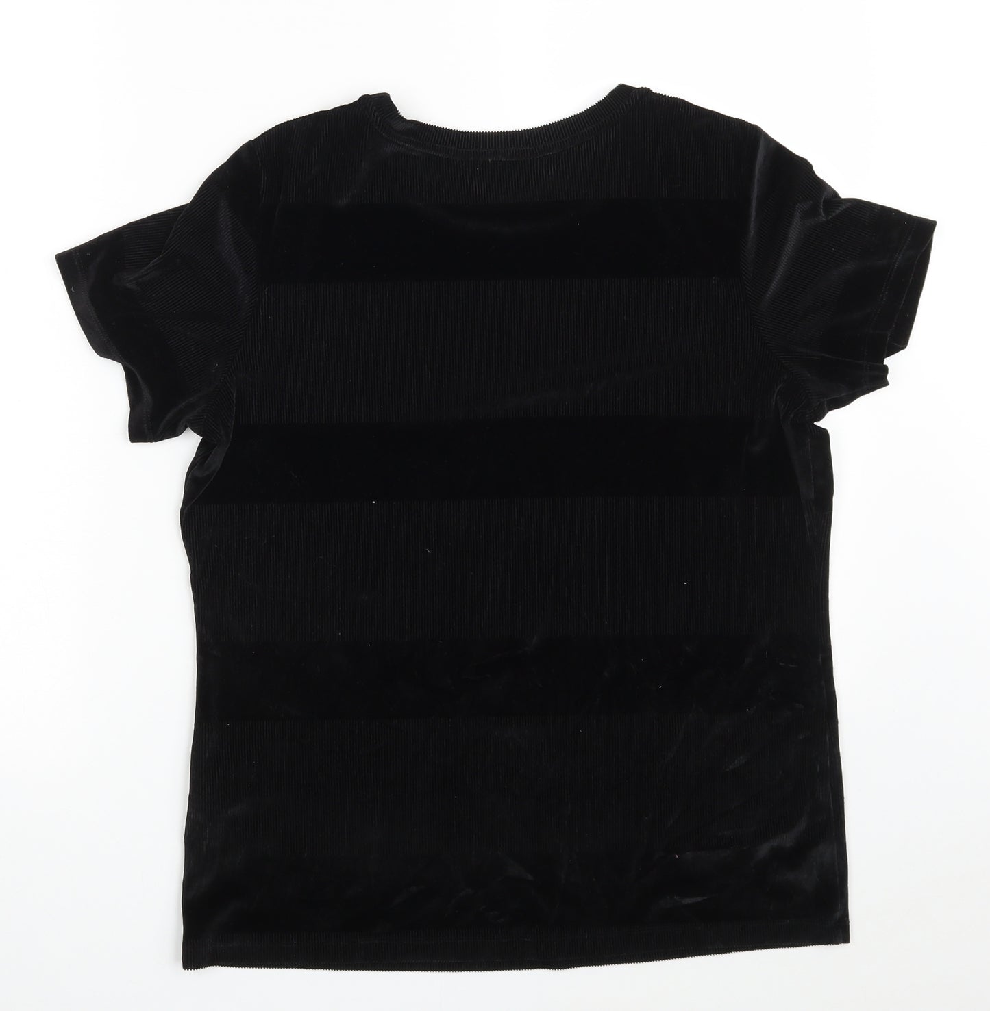 Marks and Spencer Womens Black  Polyester Basic T-Shirt Size 16 Crew Neck
