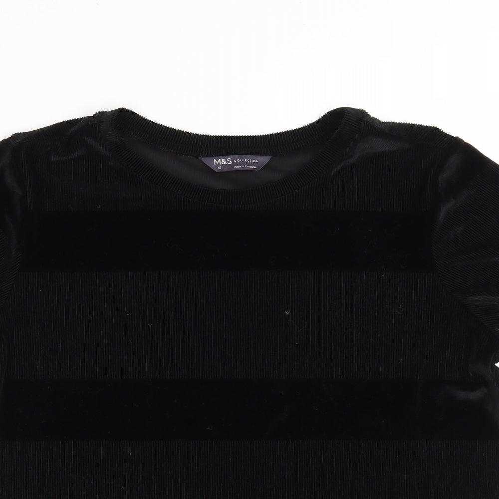 Marks and Spencer Womens Black  Polyester Basic T-Shirt Size 16 Crew Neck