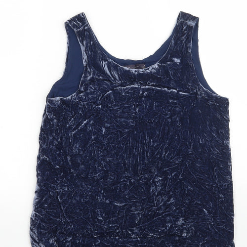 Marks and Spencer Womens Blue  Viscose Vest Sweatshirt Size 10   - Crushed Velvet