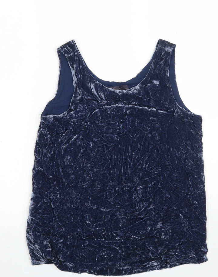 Marks and Spencer Womens Blue  Viscose Vest Sweatshirt Size 10   - Crushed Velvet