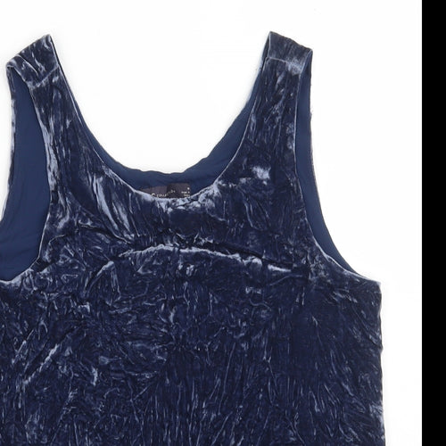 Marks and Spencer Womens Blue  Viscose Vest Sweatshirt Size 10   - Crushed Velvet