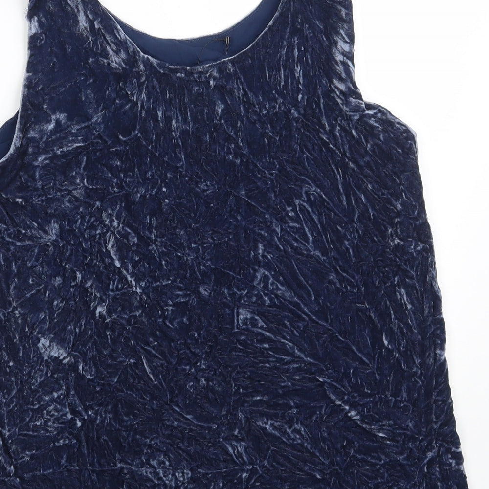 Marks and Spencer Womens Blue  Viscose Vest Sweatshirt Size 10   - Crushed Velvet