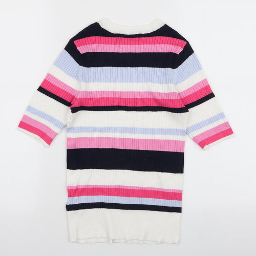 Marks and Spencer Womens Multicoloured Round Neck Striped Viscose Pullover Jumper Size 10