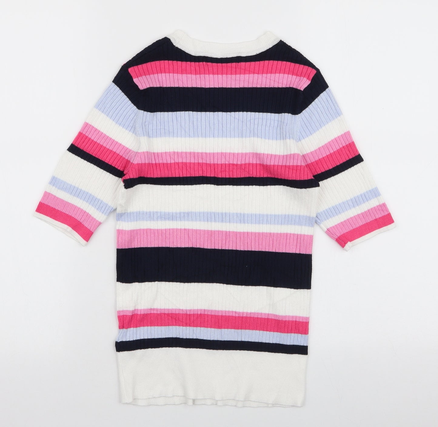 Marks and Spencer Womens Multicoloured Round Neck Striped Viscose Pullover Jumper Size 10