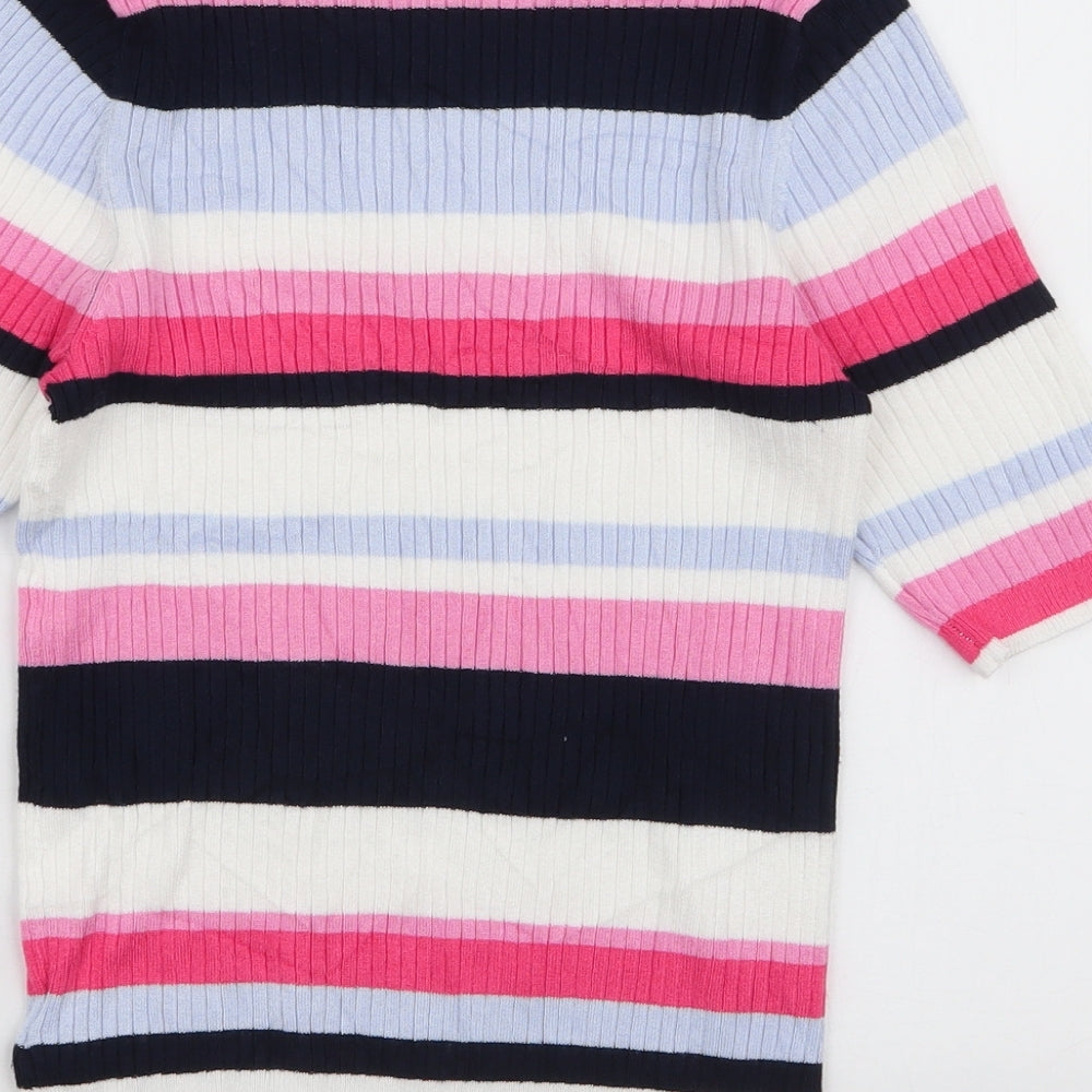 Marks and Spencer Womens Multicoloured Round Neck Striped Viscose Pullover Jumper Size 10