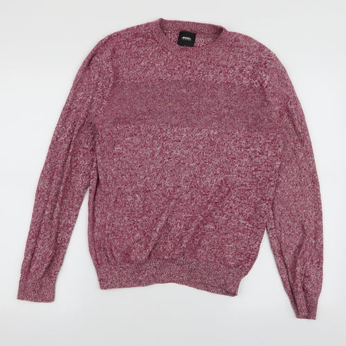 Burton Mens Red Round Neck  Cotton Pullover Jumper Size S