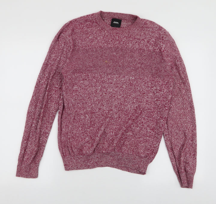 Burton Mens Red Round Neck  Cotton Pullover Jumper Size S