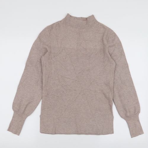 Marks and Spencer Womens Beige High Neck  Polyester Pullover Jumper Size XS